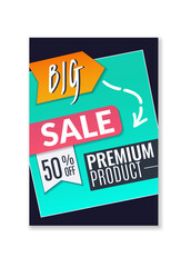 Big sale poster. Promotional fashion premium product flyer, abstract concept graphic discount offer promotion luxury element vector template
