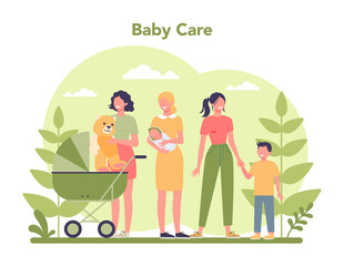 Babysitter service or nanny agency concept. In-home babysitter.