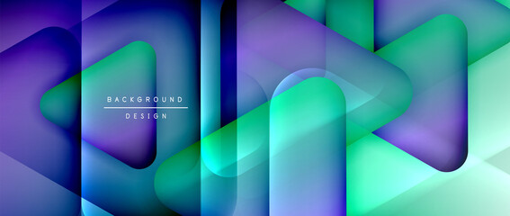 Triangle shapes geometric abstract background. 3D shadow effects and fluid gradients. Modern overlapping forms wallpaper for your text message