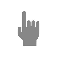 Attention gesture gray icon. Index finger up symbol