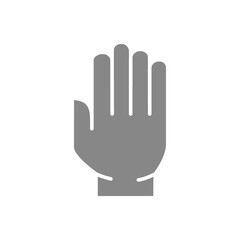 Human hand gray icon. Stop gesture symbol