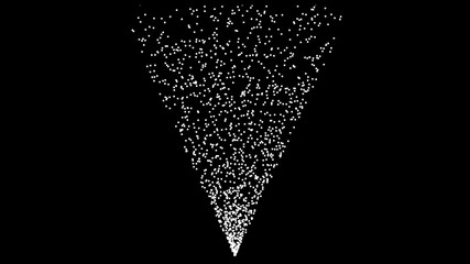 white particle pyramid shape on black background