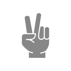 Peace gesture gray icon. Victory hand symbol