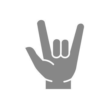 Goat gesture gray icon. I love you symbol