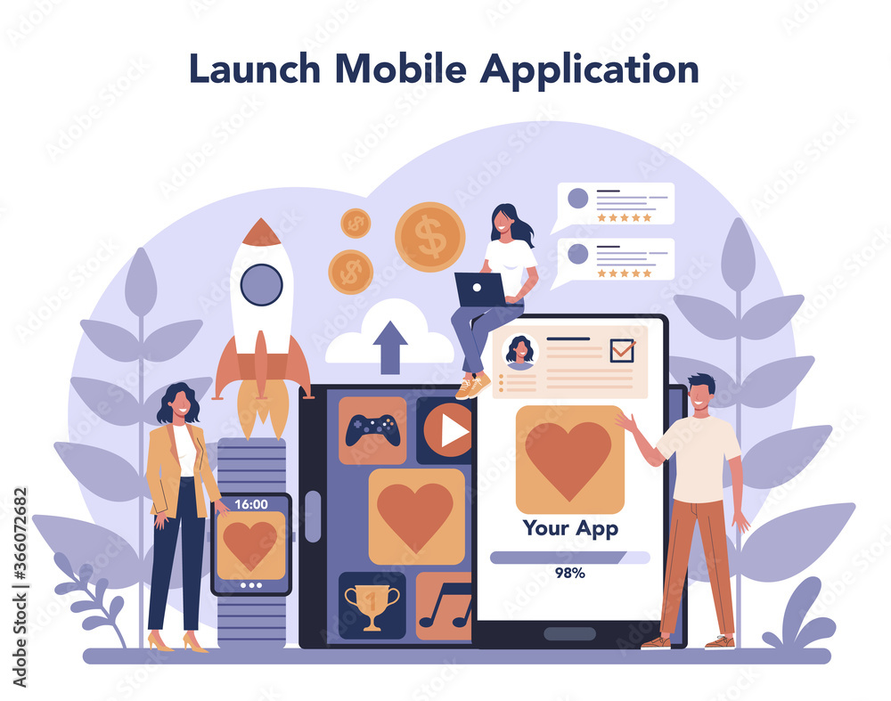 Canvas Prints mobile app development concept set. modern technology
