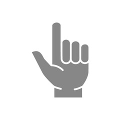 Two fingers up gray icon. Pointing direction, gun hand gestures symbol