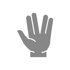 Fototapeta na wymiar Salute gray icon. What s up gestures symbol