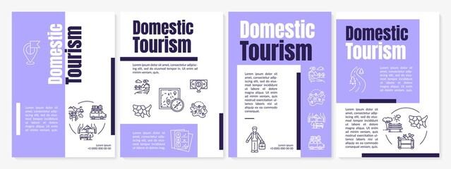Domestic tourism brochure template. Staycation. Day trip. Flyer, booklet, leaflet print, cover design with linear icons. Vector layouts for magazines, annual reports, advertising posters