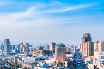 Urban architectural scenery of Zhongshan West Road Commercial Street, Hohhot, Inner Mongolia, China