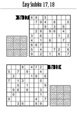 Easy sudoku puzzles 17, 18, two games, suitable for kids, beginners, or just for relax. Answers included.