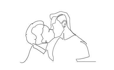 Hand drawn couple line art vector illustration. Man kiss. Happy together. Lovers outline drawing. Love concept. Gay couple kissing. Lgbt concept. Gay Couple line vector illustration. Love print.