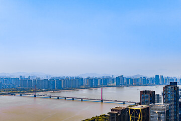 High perspective scenery of Qianjiang New Town, Hangzhou, Zhejiang, China © Govan