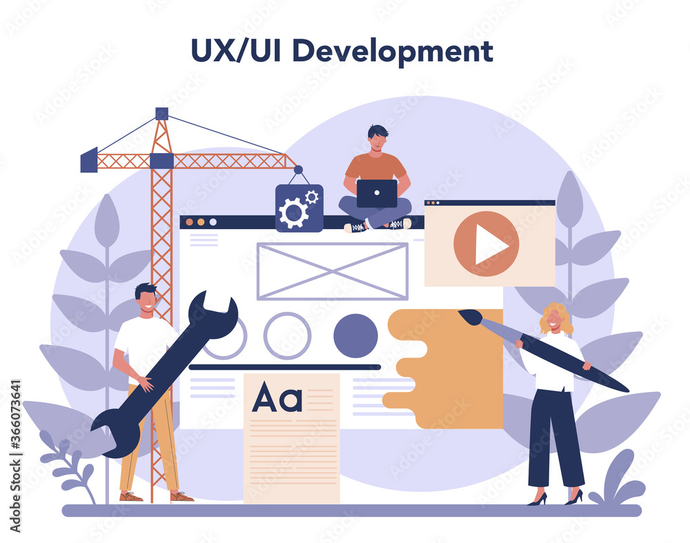 Poster ux ui designer concept . app interface improvement for user.