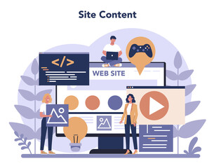 Web programming concept. Coding, testing and writing program