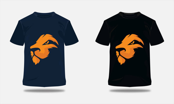 lion logo t -shirt design  template for man.