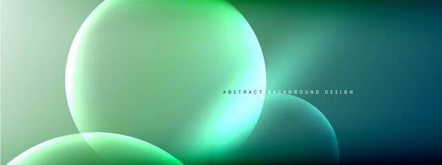 Vector abstract background liquid bubble circles on fluid gradient with shadows and light effects. Shiny design templates for text