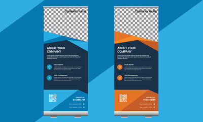  roll up banner design vertical template vector, cover presentation abstract geometric background, modern publication x-banner and flag-banner, layout in rectangle size