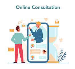 Human resources manager online service or platform. Idea