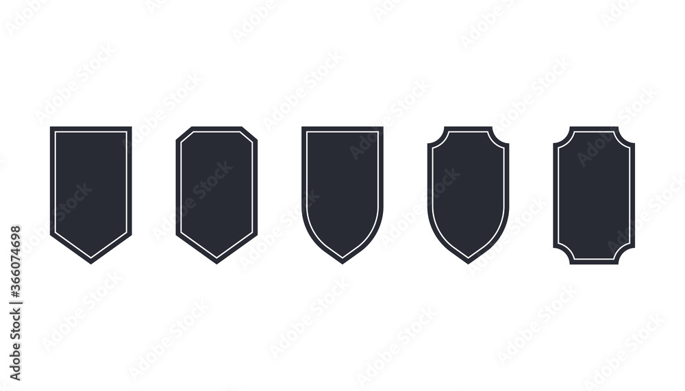 Wall mural set of shield emblem in dark style. protection badge label. security shield silhouette. defence badg
