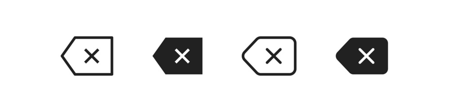 Backspase button, simple line isolated keyboard icon in vector flat