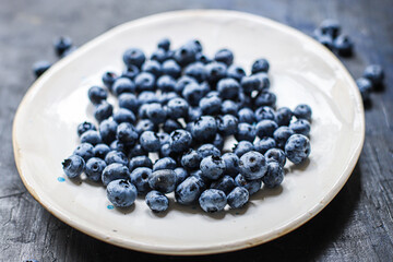 blueberry dessert sweet ripe fresh berries harvest food background top view copy space for text organic eating healthy raw keto or paleo diet