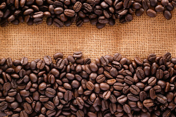 coffee beans on burlap