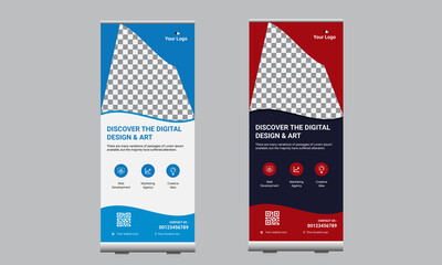 Vertical roll up Banner Design Signboard Advertising  Template Vector X-banner and Street Business Flag of Convenience, Layout Background