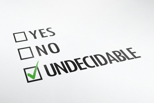 Funny questuionnaire: yes, no, undecidable. check mark and pen on paper. 