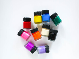 Poster Color bottle on white background, pastel colors