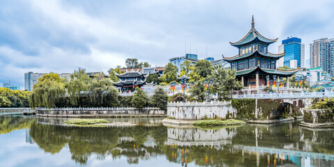 Fototapeta premium Daytime scenery of Jiaxiu Building in Guiyang, Guizhou, China
