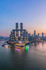 Obraz premium High-view night scenery of Chaotianmen Pier, Chongqing, China