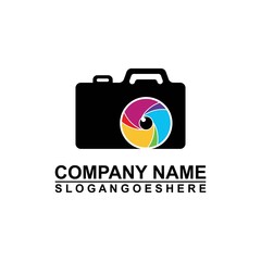 Logo photo camera eye, digital vision creative symbol concept. Cctv, video monitoring abstract business logo idea. Corporate identity logotype, company graphic design tamplate