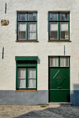 Fototapeta na wymiar Door and window of an old house, Bruges (Brugge), Belgium