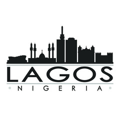 Lagos Nigeria Skyline Silhouette Design City Vector Art Famous Buildings.