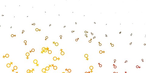 Light Green, Yellow vector pattern with feminism elements.