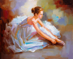 Panele Szklane  Obraz olejny - tancerka baletowa