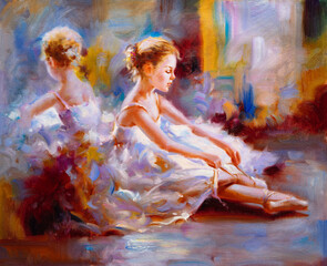 Fototapeta na wymiar Oil Painting - Ballet Dancer
