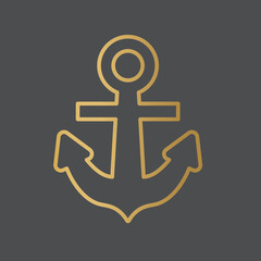 golden anchor icon- vector illustration