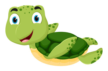 Cute Sea Turtle cartoon isolated on white background