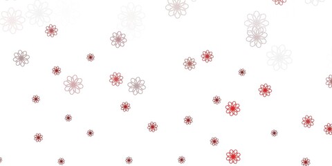 Light Pink, Red vector doodle texture with flowers.