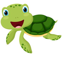 Fototapeta premium Cute Sea Turtle cartoon isolated on white background