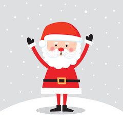 Cute Santa Clause on grey background, Vector illustration