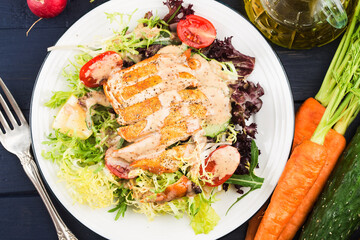 Chicken breast with fresh saladHealthy lunch menu. Diet food.