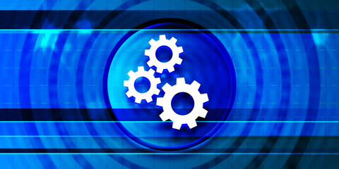 Gears icon optimum prime digital smart blue banner background abstract futuristic motion illustration