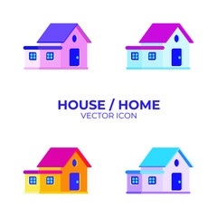 House Vector Illustration, with multiple colorful choice, simple, cute and trendy flat design
