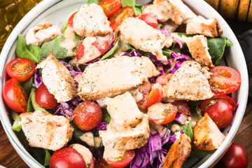 Chicken breast with fresh saladHealthy lunch menu. Diet food.
