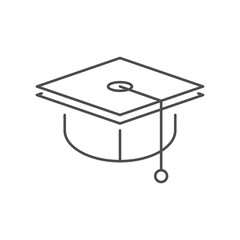 Graduation hat icon. Outline thin line flat illustration. Isolated on white background. 