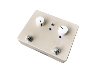 Isolated vintage cream white overdrive stompbox electric guitar effect  for studio and stage...