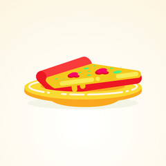 Pizza on the plate vector illustration with flat design
