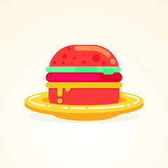 Burger on the plate vector illustration with flat design